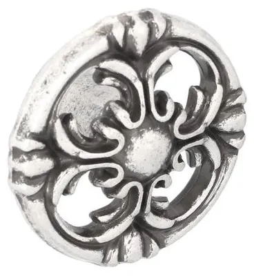 Imagen del producto de Pomo para muebles, fabricado en zamak. Diámetro: 36 mm. Acabado: plata envejecida brillante