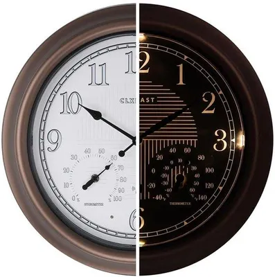 Produktbild von Beleuchtete Outdoor-Uhr mit Thermometer und Feuchtigkeit - 45 cm Wasserdichte Wanduhr für Garten und Terrasse