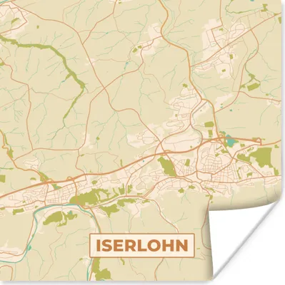 Produktbild von MuchoWow® Poster Iserlohn - Karte - Vintage - Stadtplan 75x75 cm - Wand Dekoration