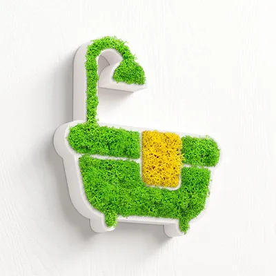 Produktbild von MOOSWERK Natürliches Moos Türschild Selbstklebend Moosschild | Moosbild Deko für Bad Weiß | Nachhaltige Wanddeko für Innen
