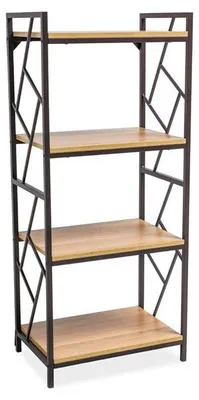 Image de Bibliothèque à 4 étagères en bois et métal - Beige et marron - H 140 x P 40 x l 60 cm