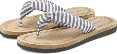 Produktbild von Elbsand Badezehentrenner Sandale,Badelatsche,Flip Flop,Mule, Pantolette,Badeschuhe,Sommerschuhe hellgrau-gestreift Größe 40
