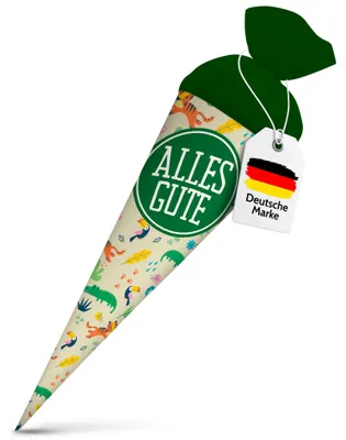 Produktbild von itenga Geschwister Schultüte 35cm "Dschungeltiere" mit Aufkleber "Alles Gute"