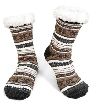 Produktbild von Kuschelsocken Hausschuhe Herren Winter Warm ABS Noppen Antirutsch 39-46 Grau Kaffee