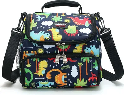 Image de Sac à lunch pour enfants, capacité 9,2 l, motif dinosaure, bleu marine