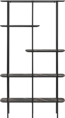Produktbild von Regal Poseidon, 90x33x160cm dunkles Mamordekor, schwarz, Wandregal, Strandregal, Wohnzimmer, Schlafzimmer, Arbeitszimmer, Mamordesign