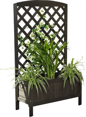 Immagine prodotto di Traliccio con fioriera in legno 83×36×146 cm, arco di rose e fioriera