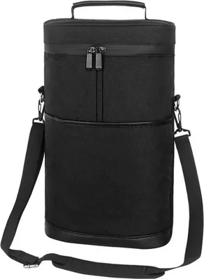 Produktbild von Weintragetasche für 2 Flaschen, auslaufsichere, isolierte Weinkühltasche, tragbare Weinreisetasche mit Griff und Schultergurt für Reisen, Picknick, Strand