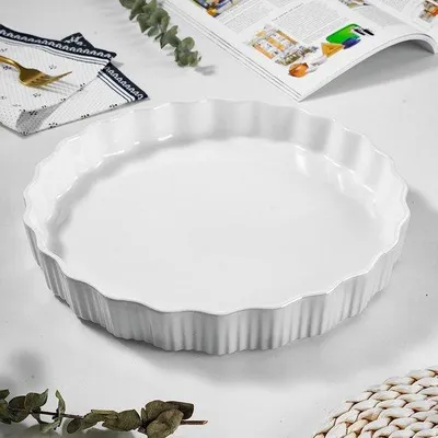Obrázok produktu pre Forma do rúry 28 cm – keramická forma na quiche | forma na koláče | forma do rúry, odolná proti poškriabaniu, ľahko sa čistí (biela)