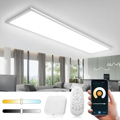 Produktbild von Deckenlicht LED Dimmbare 100 x 25 cm, 28 W Smart WiFi Tuya Fernbedienung, App -Steuerung 2700 K - 6500 Rechteckige Panel, Lichter Speicherfunktion