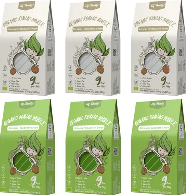 Produktbild von Elf-Family Mix Diät Box Spaghetti und Fettucine Pasta aus Konjak Glucomannan zum Abnehmen | Vegan, Keto, Hala -270g x6er Box(12 Pack) MHD:10.05.2027