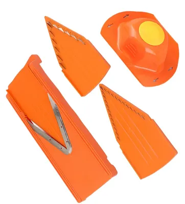 Image de Mandoline de découpe V-Mes - Coupe-légumes manuel - Trancheuse de cuisine - Lame en acier inoxydable - Utilisation polyvalente - Protège-main