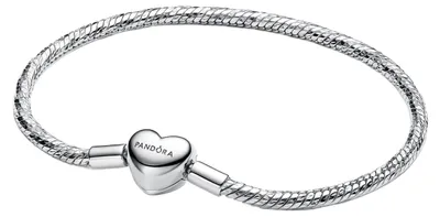 Image de Pandora bracelet à maillons serpent facette fermeture coeur argent 594236C00-17 cm