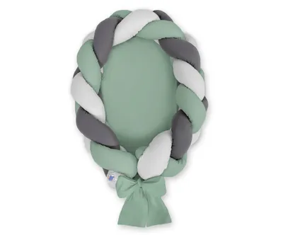 Produktbild von 2-in-1 geflochtener Babykokon - Salbei-Grau-Anthrazit
