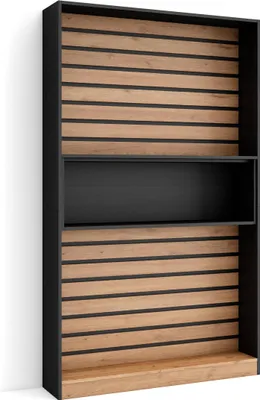 Produktbild von Bücherregal Bibliothek, 110x25x186cm, Wohnzimmer, Esszimmer, Büro, Aufbewahrungsregal, Eiche und Schwarz