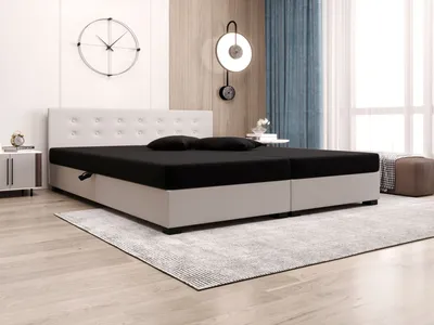 Obrázek produktu pro Manželská postel s úložným prostorem 180x200 ROSIE 11 - černá / ecru