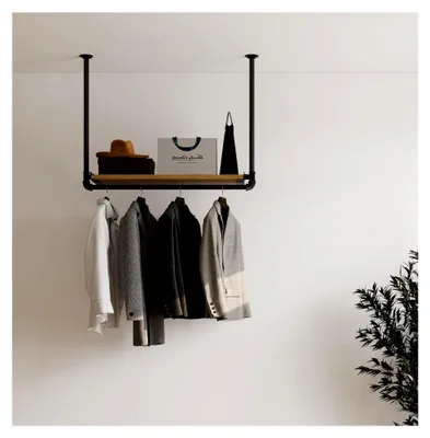 Produktbild von Kleiderstange „MIK“ Garderobe im Industrial Design für die Decke | Breite 70 cm x Höhe 60 cm | Deckenmontage | Ankleidezimmer | Flur | begehbarer Kleiderschrank