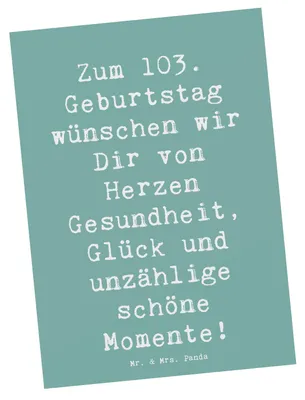 Produktbild von Mr. & Mrs. Panda Postkarte Spruch 103. Geburtstag - Meeresbrise - Geschenk, Meilenstein, Ansichtskarten, Ansichtskarte, Postkarten, Happy Birthday, Gesundheit, Jubiläum