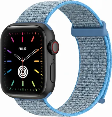 Produktbild von Smartwatch Armband für Apple Watch Series 7 45mm Nylon Textil Band Ersatzband Wechselband Klettverschluss flexibel atmungsaktiv Blau