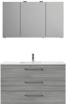 Produktbild von Pelipal Badmöbel-Set Sunline 121 BxHxT 121 x 200 x 46 cm Frontfarbe sangallo grau mit Mineralguss-Waschtisch, Waschtisch
