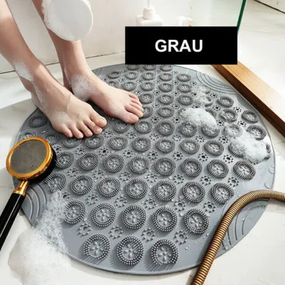 Produktbild von Duschmatte Rund Duscheinlage PVC Badezimmermatte rutschfest Duschwanneneinlage  Grau