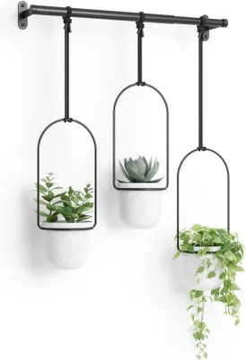 Image de Sac décoratif suspendu pour plantes, blanc