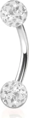 Produktbild von viva-adorno Piercing Banane Augenbrauenpiercing Multikristall Epoxy Zirkonia Ferido Kugeln verschiedene Farben Z356, weiß