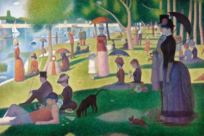 Zdjęcie produktu dla Georges Seurat Art Print Obraz - Niedzielne popołudnie na wyspie La Grande Jatte (80 x 120 cm)