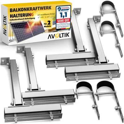 Produktbild von 2x Balkon Halterung Solarpanel Solarmodul PV Modul Befestigung ohne Bohren Balkonhalterung