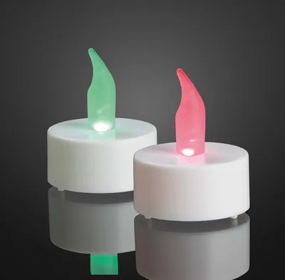 Produktbild von LED Teelicht Kerze weiß RGB 2er Set Imitat flackernd Batterie Deko Leuchte