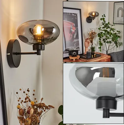 Produktbild von Pietramelara »Pietramelara« Wandlampe aus Metall/Glas in Schwarz/Rauchfarben