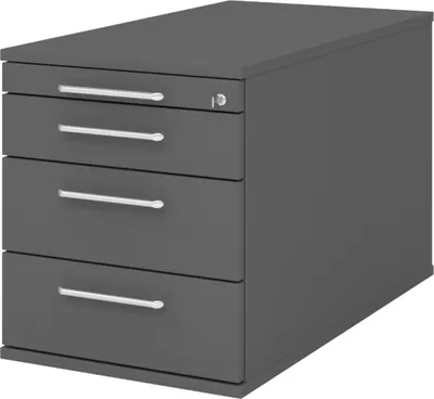 Produktbild von bümö office Rollcontainer - mit 3 Schubladen - Griff: Relinggriff (Kunststoff), Nachbildung: Graphit