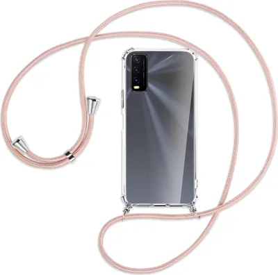 Produktbild von Handykette Backcover-Schutzhülle mit Band (Metall silberfarben) für vivo Y20s / Y11s - roségold