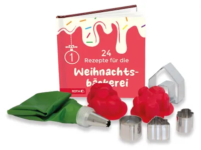 Produktbild von ROTH Adventskalender Backen, gefüllt mit Ausstechformen, Zucker-Dekoren, inkl. Backrezepte-Buch