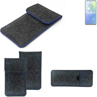Produktbild von K-S-Trade Handy-Hülle Schutz-Hülle kompatibel mit Motorola G04s Filztasche Pouch Tasche Case Sleeve Filzhülle dunkelgrau, blauer Rand