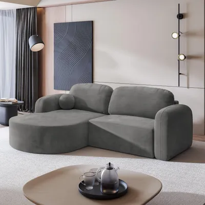 Produktbild von Masseno Ecksofa AMILIA M mit Schlaffunktion L-Form, Sofa mit Bettkasten, Wohnzimmersofa, Couch, Soffa, Bettsofa, Couchgarnitur- Grau, MONOLITH 85