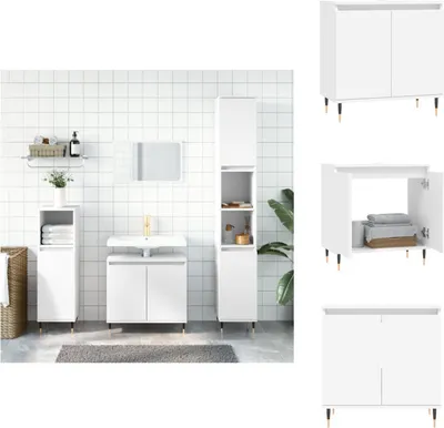 Produktbild von vidaXL Badezimmerschrank Weiß 58x33x60 cm Holzwerkstoff -  Badezimmerwaschtische