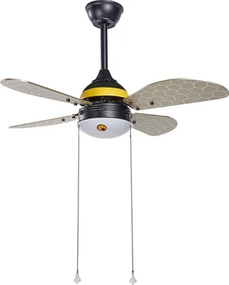 Obrázok produktu pre BELIANI Stropný ventilátor so svetlom v tvare včielky pre deti s retiazkou a 4 lopatkami nastavenie rýchlosti moderný dizajn