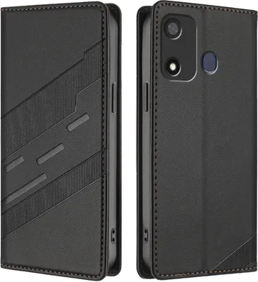 Produktbild von Hülle für itel P17/itel P17 Pro/itel A27, Kunstleder Brieftaschen Handyhülle mit Kartenfach und Standfunktion Schwarz