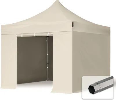 Produktbild von TOOLPORT 3x3m Stahl Faltpavillon, inkl. 4 Seitenteile, weiß