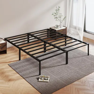 Produktbild von Faziango Bettrahmen für Matratze 200 x 90 cm, klappbar Bettgestell, Metallbett Schwarz 2pcs