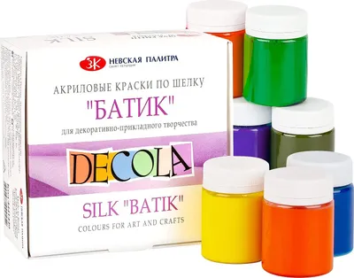 Zdjęcie produktu dla Decola - Zestaw barwników do jedwabiu | 9 x 50 ml zestaw barwników do batiku | barwniki do tkanin / barwniki do tkanin zmywalne | jakość Nevskaya Palitra
