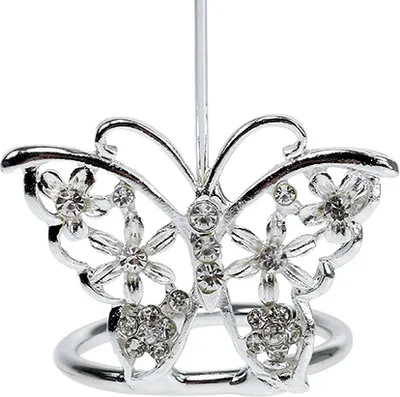 Produktbild von Tischkartenhalter Schmetterling Silber 3,5cm - Platzkartenhalter Hochzeit & Feste - Deko-Kartenhalter Set 6St