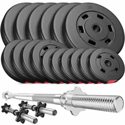 Produktbild von Hop-Sport Hantelset 58 kg Hanteln Kurzhanteln Langhantel Hantelscheiben 30mm