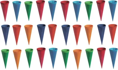Produktbild von 30 Deko Schultüten / Länge: 12,5cm / 6 verschiedene Farben