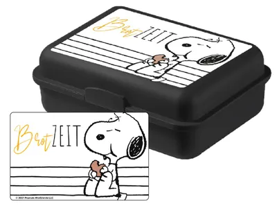 Produktbild von The Peanuts Brotdose Snoopy - Brotzeit Lunchbox Butterbrotdose mit Trennwand Schwarz