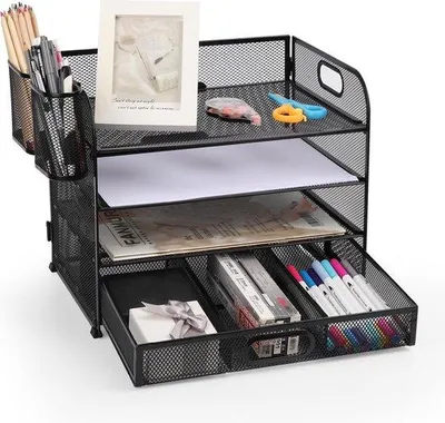 Produktbild von Famanu Briefablage Organizer mit 4 Fächern und Schublade - Metall