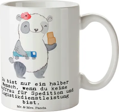 Produktbild von Mr. & Mrs. Panda Tasse Kauffrau für Spedition und Logistikdienstleistung Herz - Weiß - Geschenk, Teetasse, Abschlussprüfung, Kaffeebecher, Kaffeetasse, Lustig, Witzig