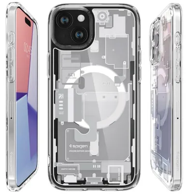 Image de Spigen ACS07035, Coque, Apple, iPhone 15 Plus, 17 cm (6,7 pouces), Transparente, Blanche