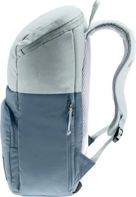 Side view of a backpack.
